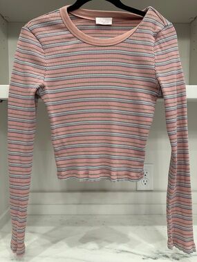 Pink Lily small striped cropped top.  Like new